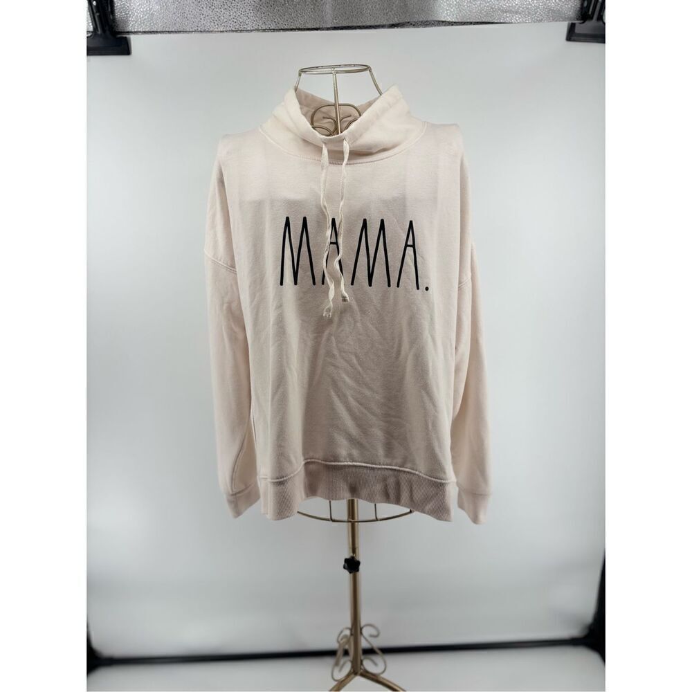 Rae Dunn Mama Funnel Neck Pullover Sweatshirt Size Small Cream